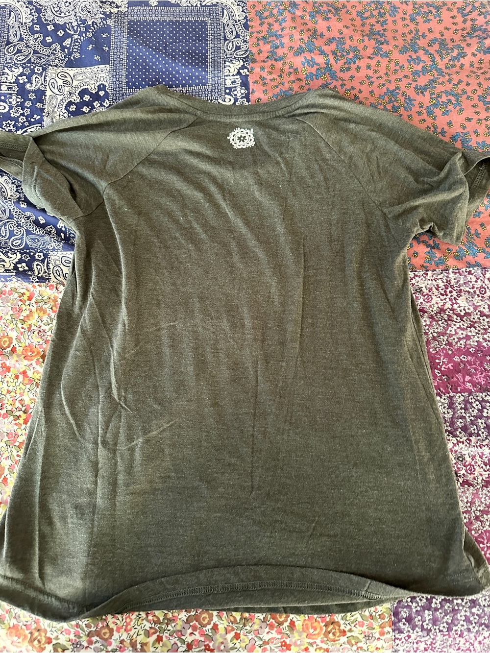 NATURAL LIFE Gray Short Sleeve Tee with Pink Floral Sunshine Graphic - Picture 4 of 4